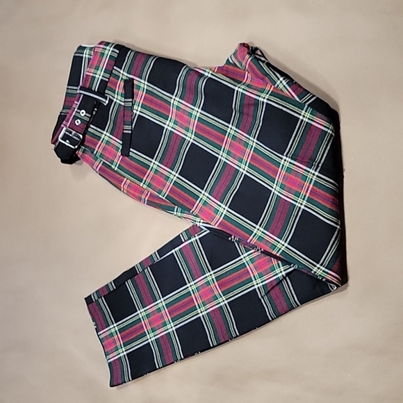 Gap Ankle Length Black, Green, Red, Yellow Plaid / Tartan Pants, Size 2, EUC - Picture 1 of 14